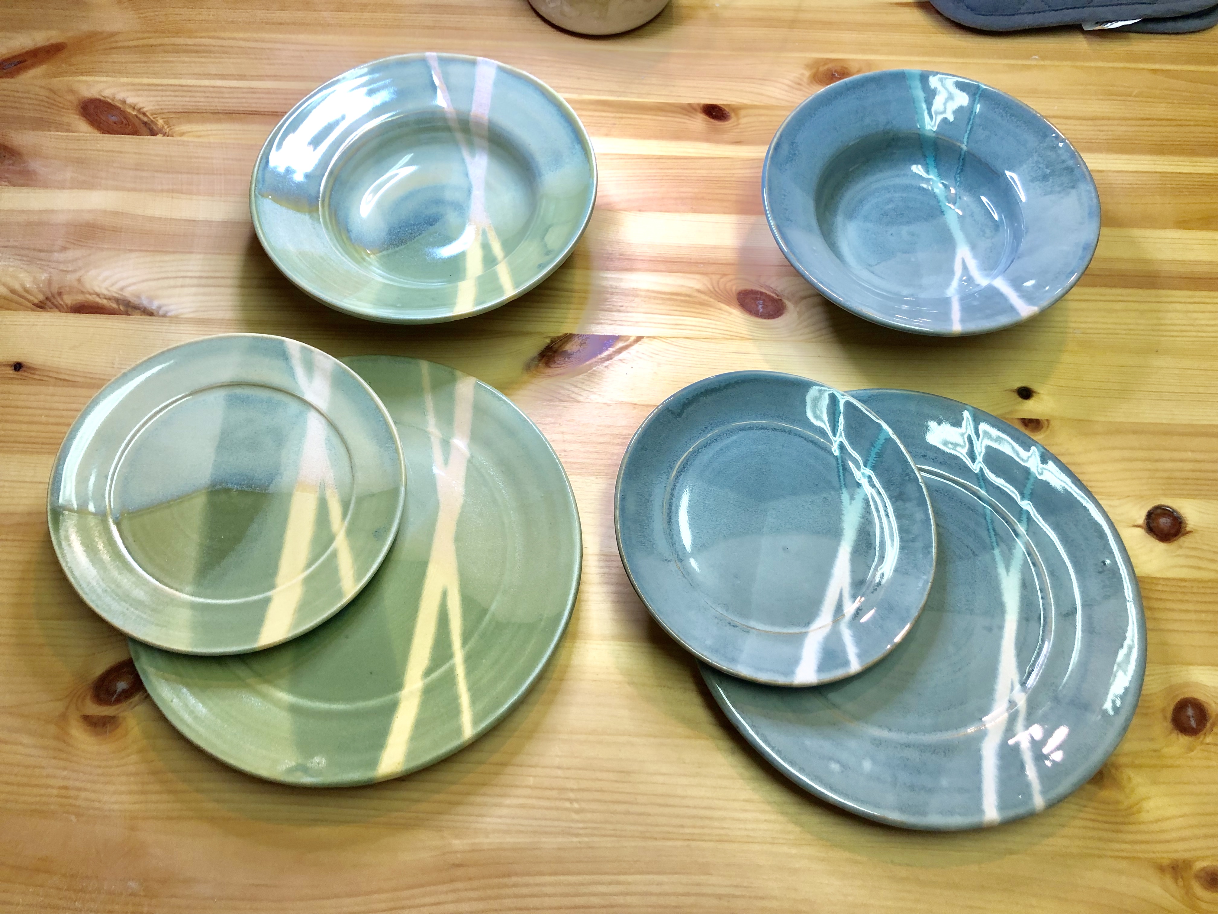 Blue Green Marble Plate Sets