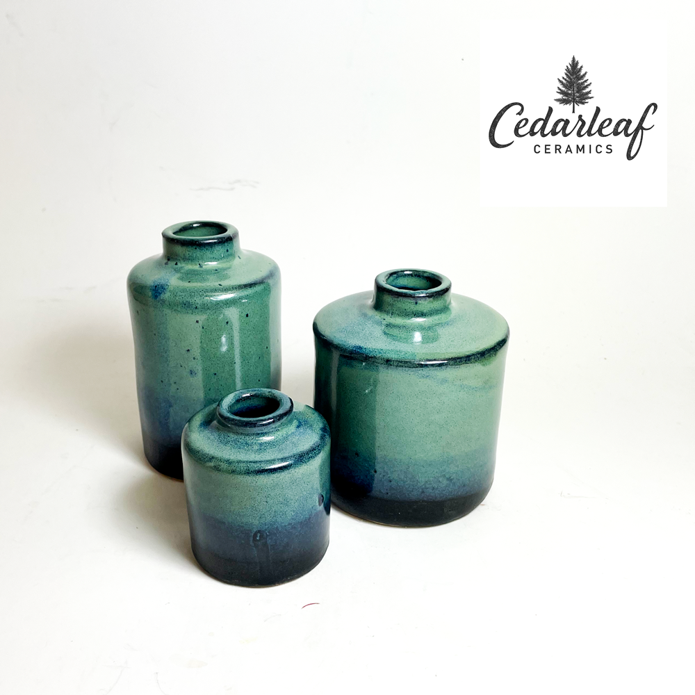 Midnight Glaze Vase Trio